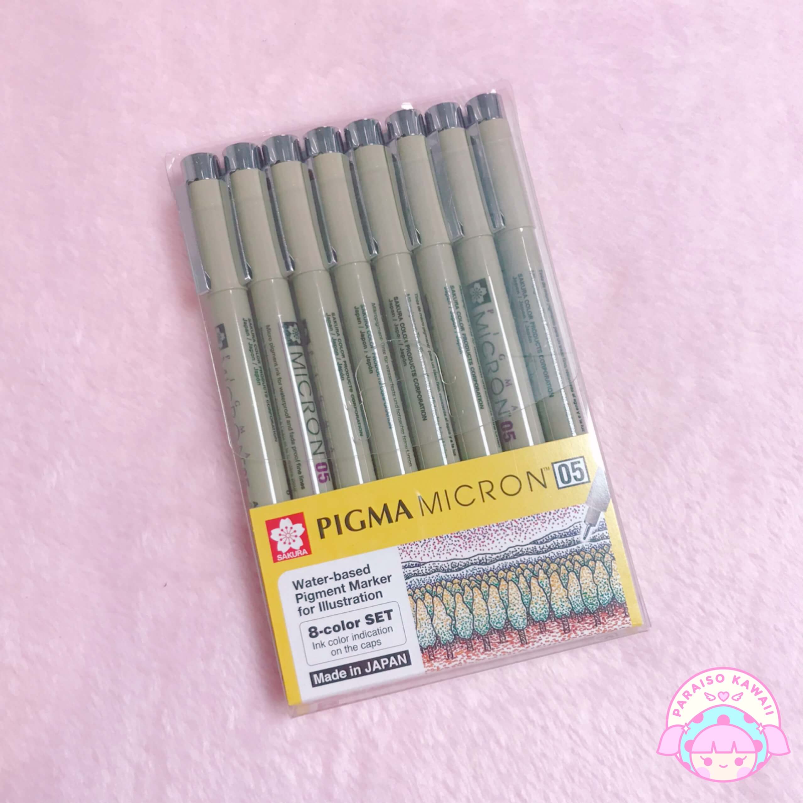 Pigma Micron 0,5mm – Set 8 Colores – Paraiso Kawaii