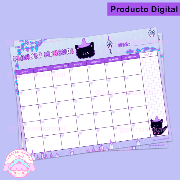 Archivo Digital – Set Planner Mensual Kawaii - Imagen 6